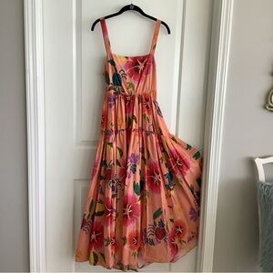 Farm Rio Sea Life Print Tie back Tiered Dress Sz S